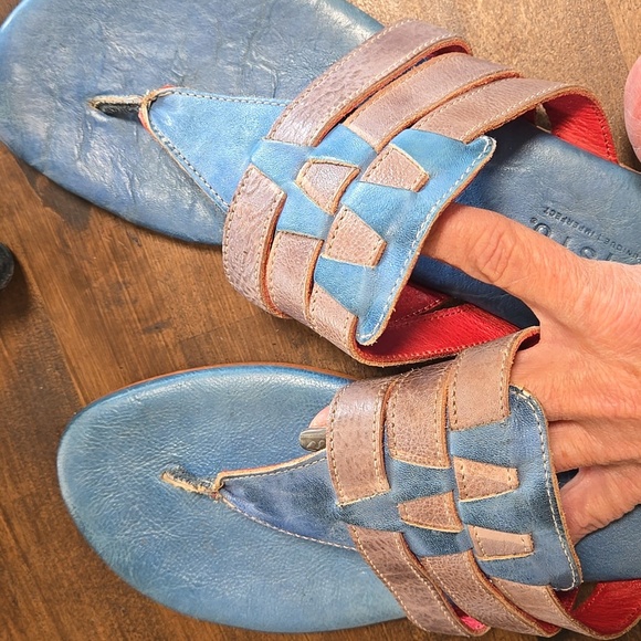 Bed Stu Yoli Leather Sandals Slide Flip Flop Thong Aztec Design Womens Sizs 8 - Picture 3 of 7